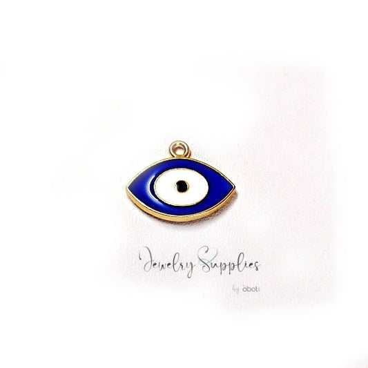 Dark blue evil eye charm pendant for enamel jewellery making