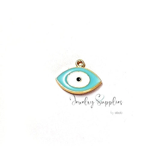 Light blue evil eye charm pendant for enamel jewellery making