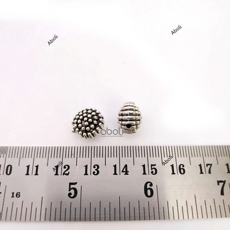 Oxidised silver dots spiral spacer beads SSB49 2 beads