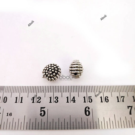 Oxidised silver dots spiral spacer beads SSB49 2 beads