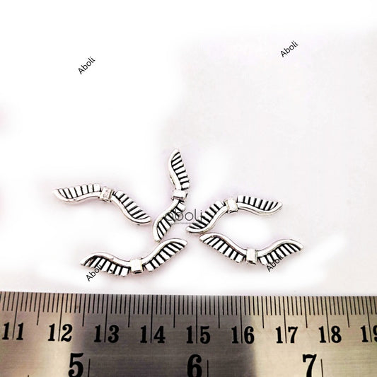 Oxidised silver wings spacer beads DSB51 5 beads