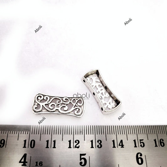 Oxidised silver rectangle connector spacer beads DSB56 2 beads