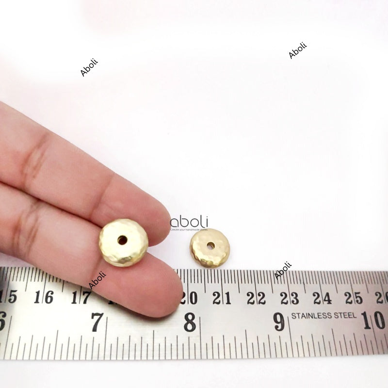Hammered brass disc spacer beads DSB64 2 beads