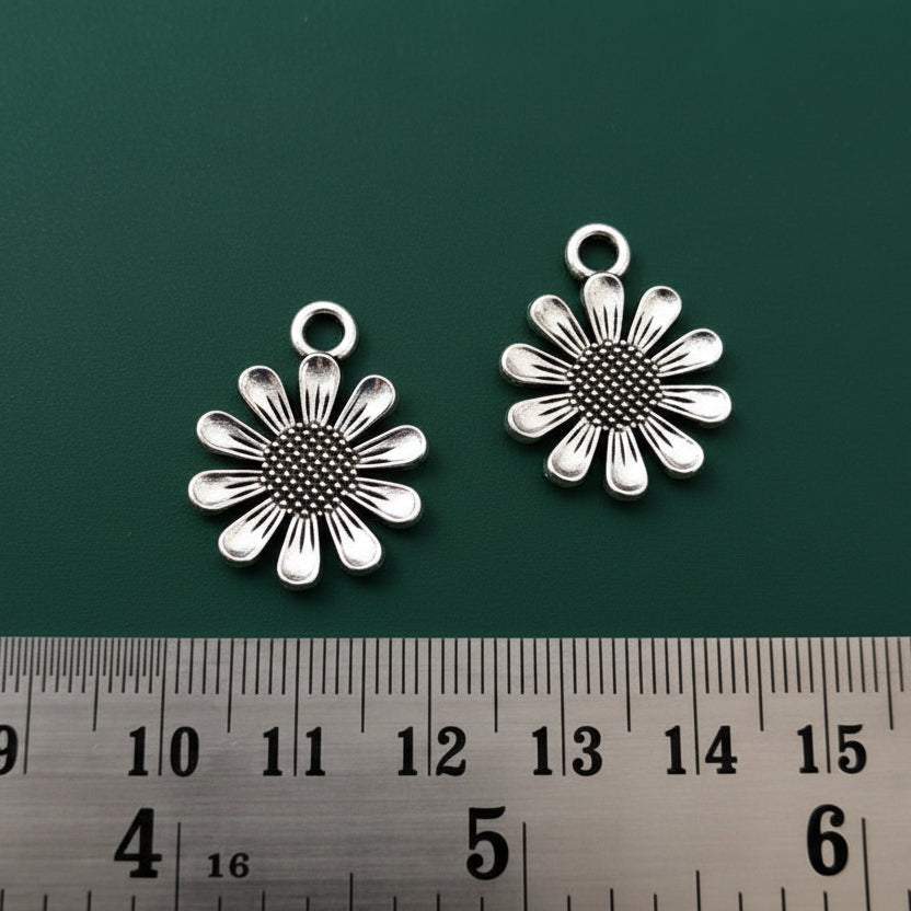 Silver Flower Charm CHMS45 1 piece