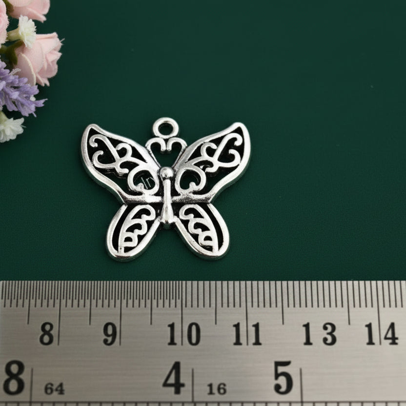 Silver butterfly charm butterflies CHMS76 1 charm