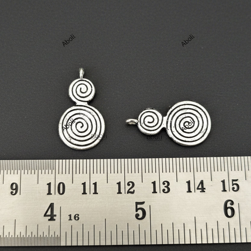 Silver double spiral charm spiral charm CHMS102 1 charm