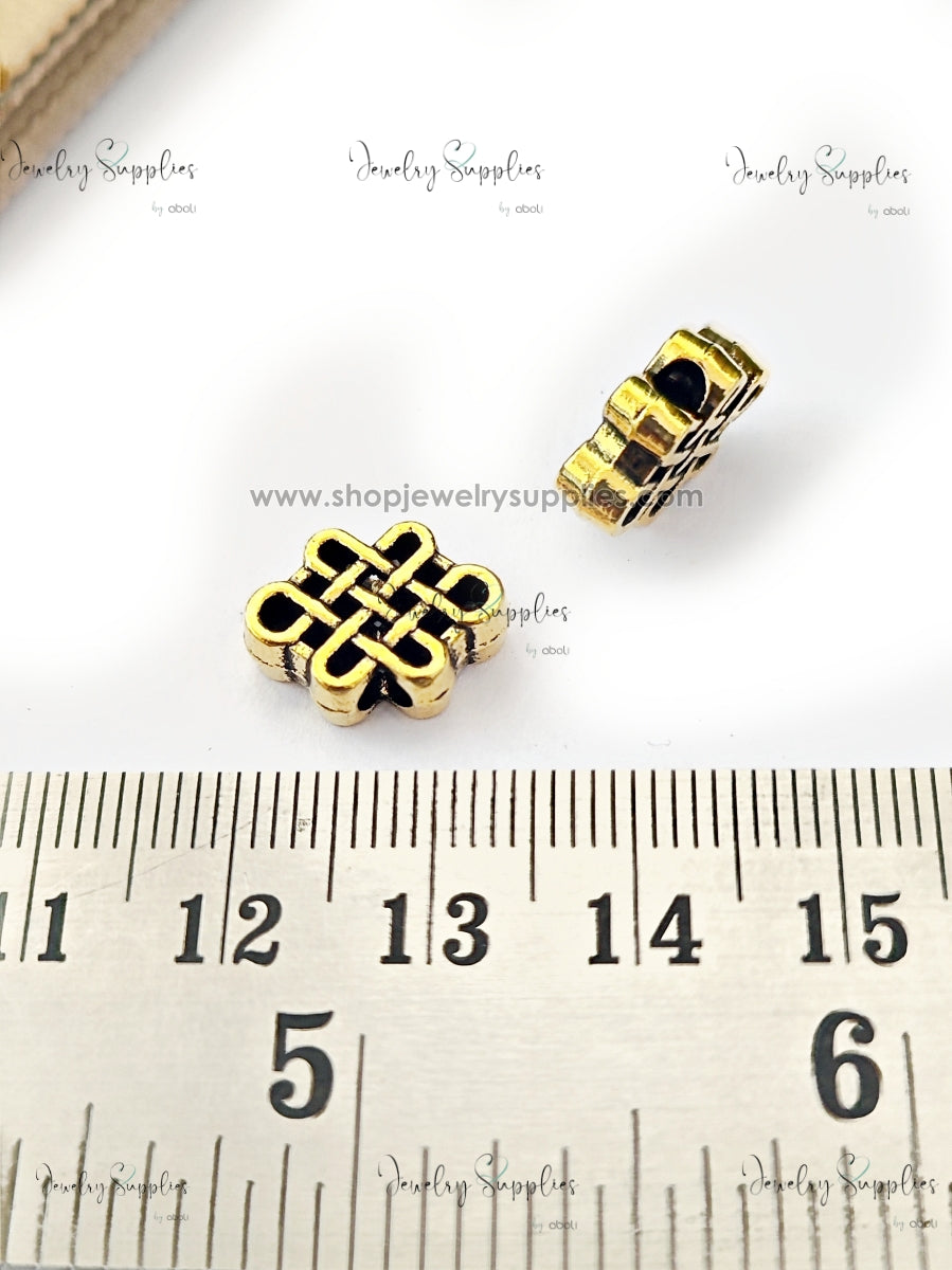 Golden knot Spacer Beads for Bracelets & Necklaces Pandora spacers for jewellery making GSSB311 2 beads