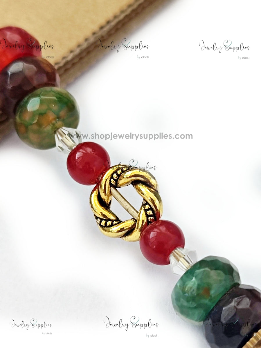 Golden twisted rope Spacer Beads ring Pandora spacers for jewellery making GSSB312 10 gm