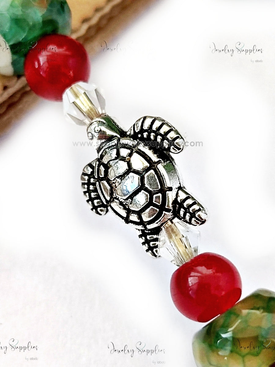 Silver turtle Spacer Beads for Bracelets & Necklaces Pandora spacers for jewellery making GSSB205 10 gm