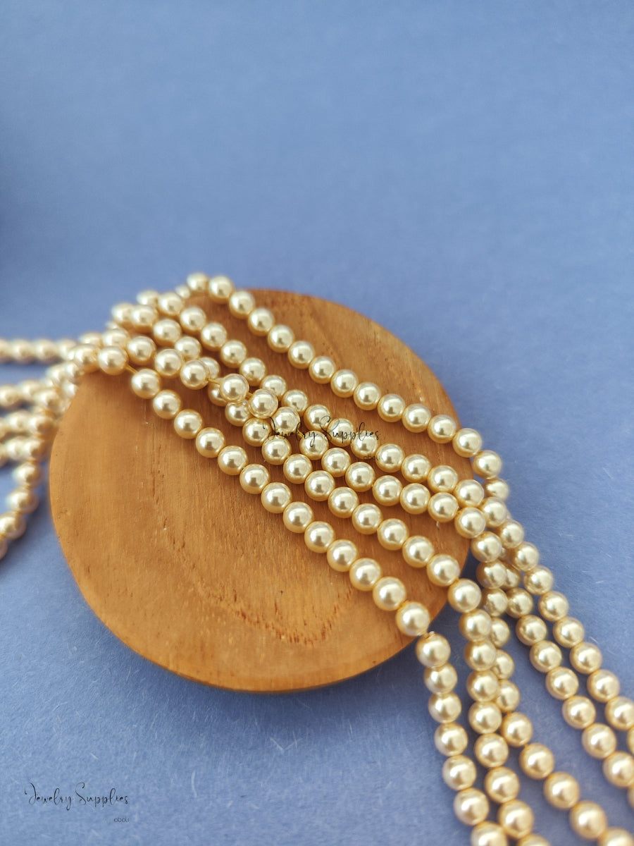 Swarovski imitation 4 mm glass pearl beads 15 inch strand alcohol acid guaranteed coating SWIGP03