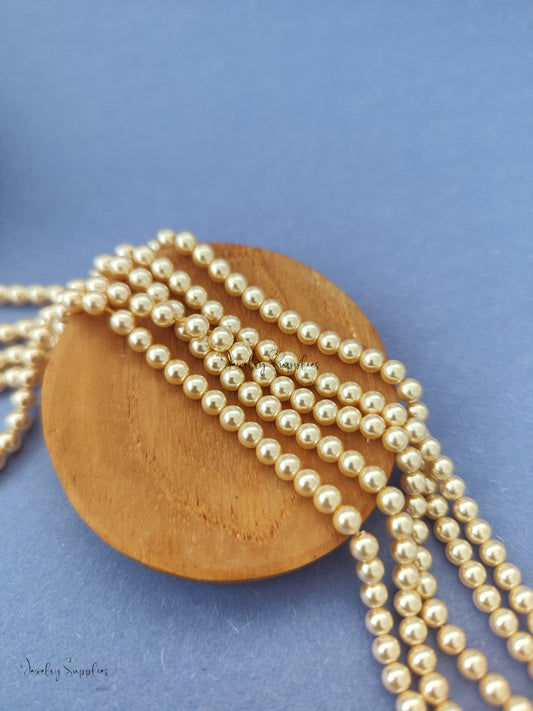 Swarovski imitation 4 mm glass pearl beads 15 inch strand alcohol acid guaranteed coating SWIGP03