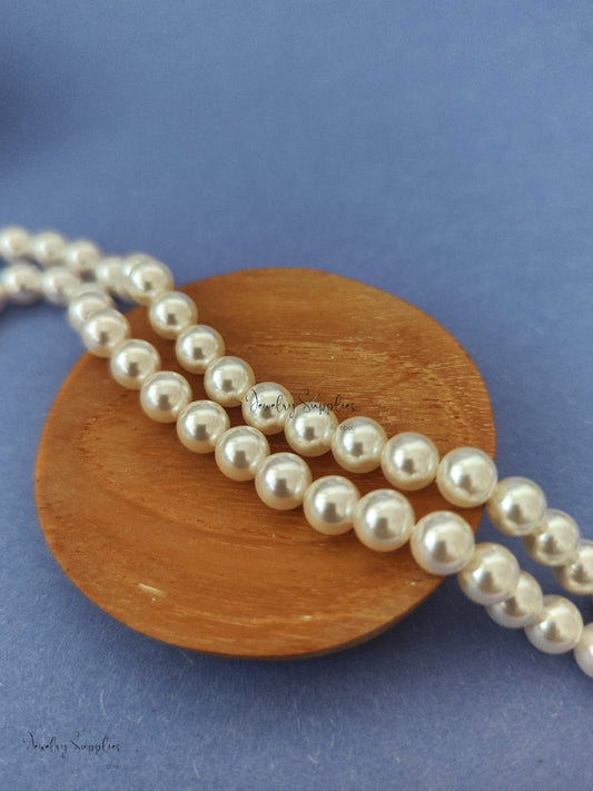 Swarovski imitation 7 mm glass pearl beads 15 inch strand SWIGP01