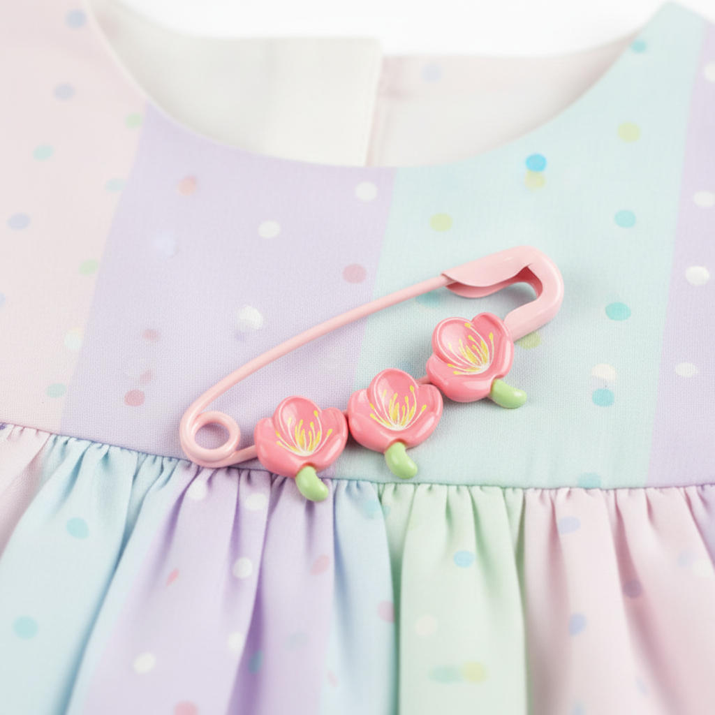 Hands holding pink flowers resin bezels on a white background