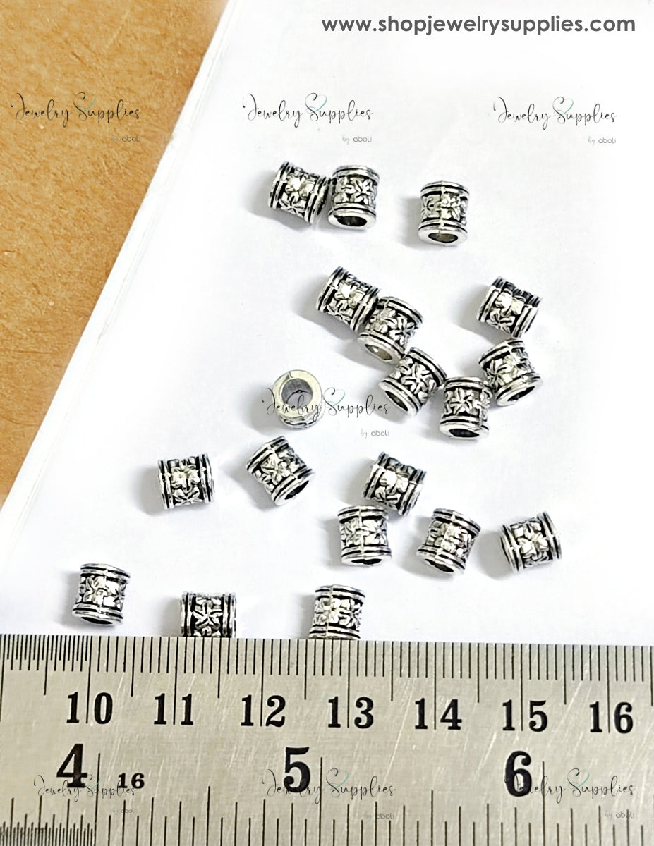 Antique silver tube Spacer Beads for Bracelets & Necklaces tube Pandora spacers for jewellery making GSSB224 10 gm
