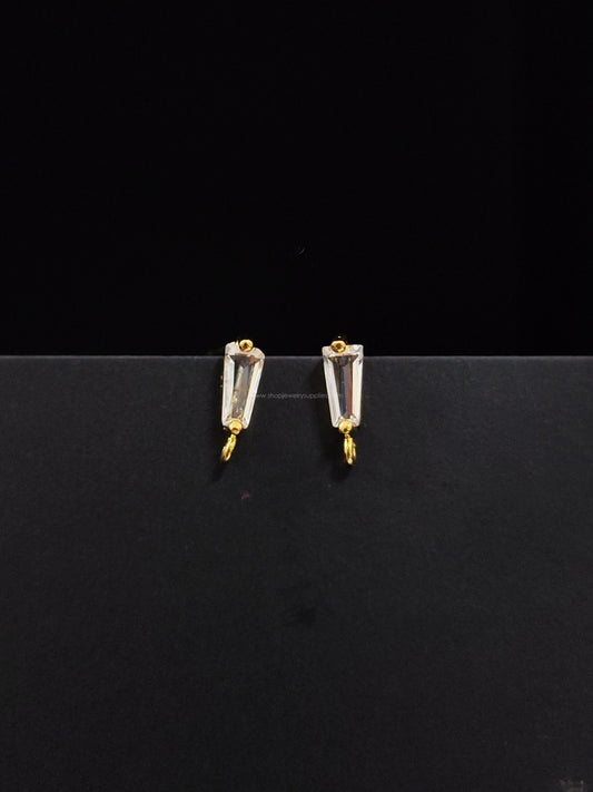 18 k Gold plated Cubic Zirconia stud earring making long trapezoid stone brass CZEF10 2 pieces