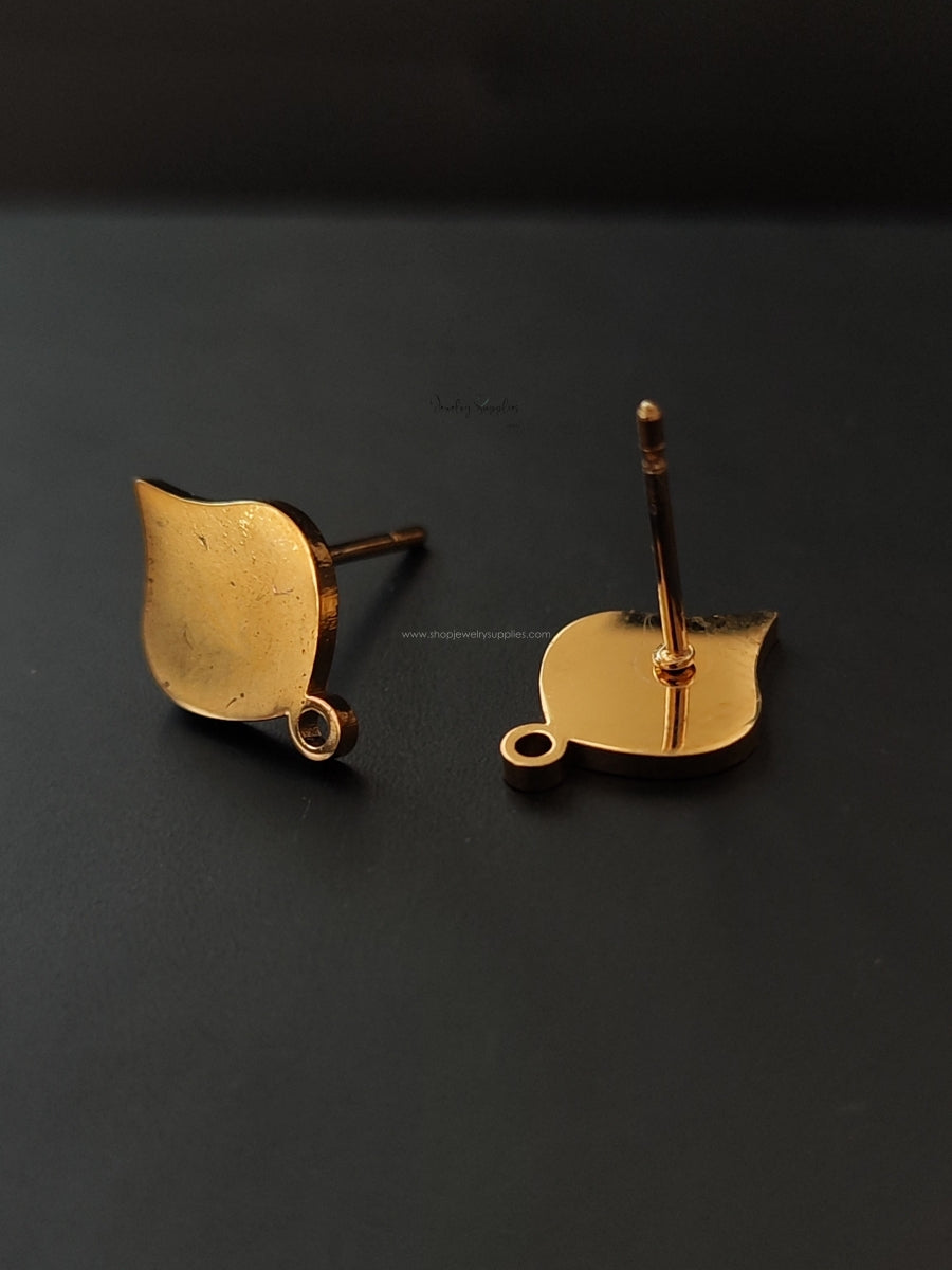 Golden Moroccan ogee shaped stud earring findings 304 stainless steel earring making SSEF8
