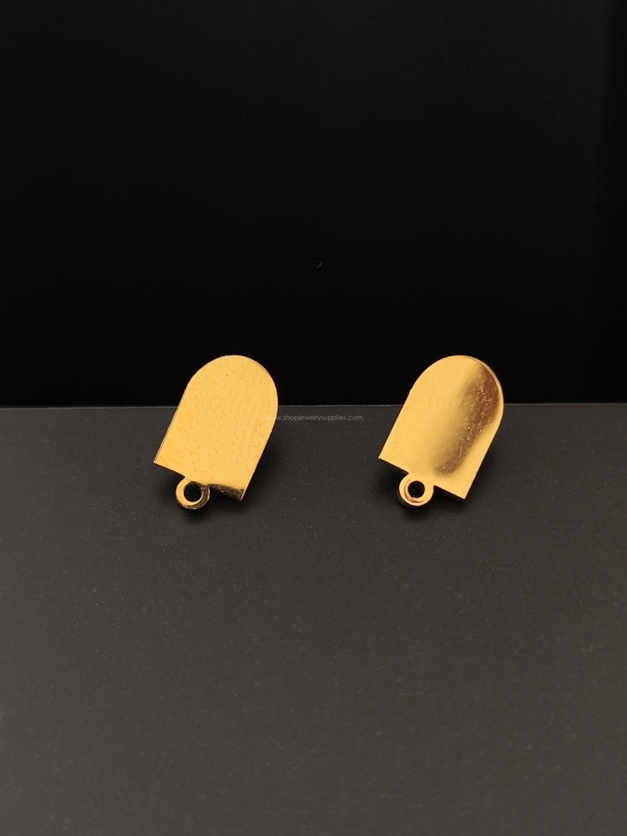 Golden arch shaped stud earring findings 304 stainless steel earring making SSEF7 2 pieces