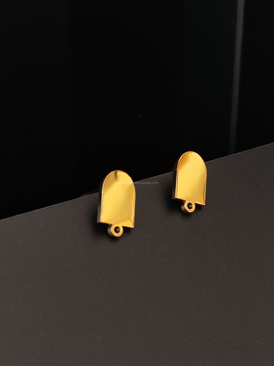 Golden arch shaped stud earring findings 304 stainless steel earring making SSEF7
