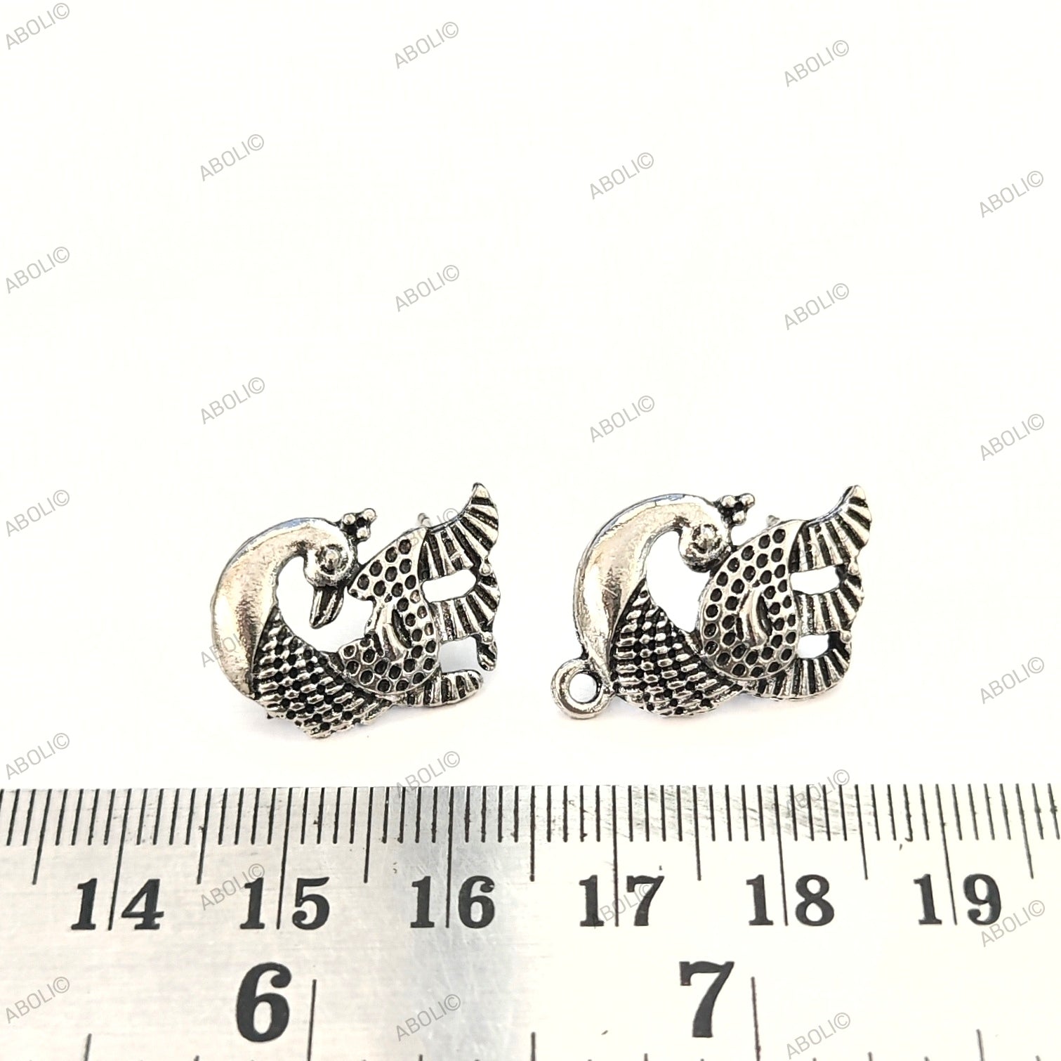 Silver earrings peacock stud components metal earrings findings ESS47