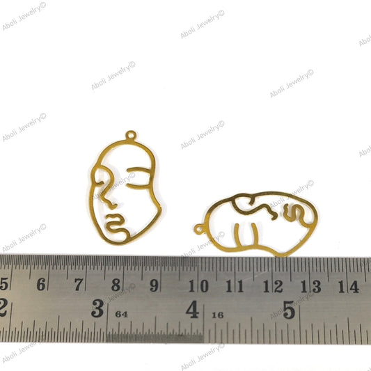 Raw Brass Face charm RBCF35 1 charm