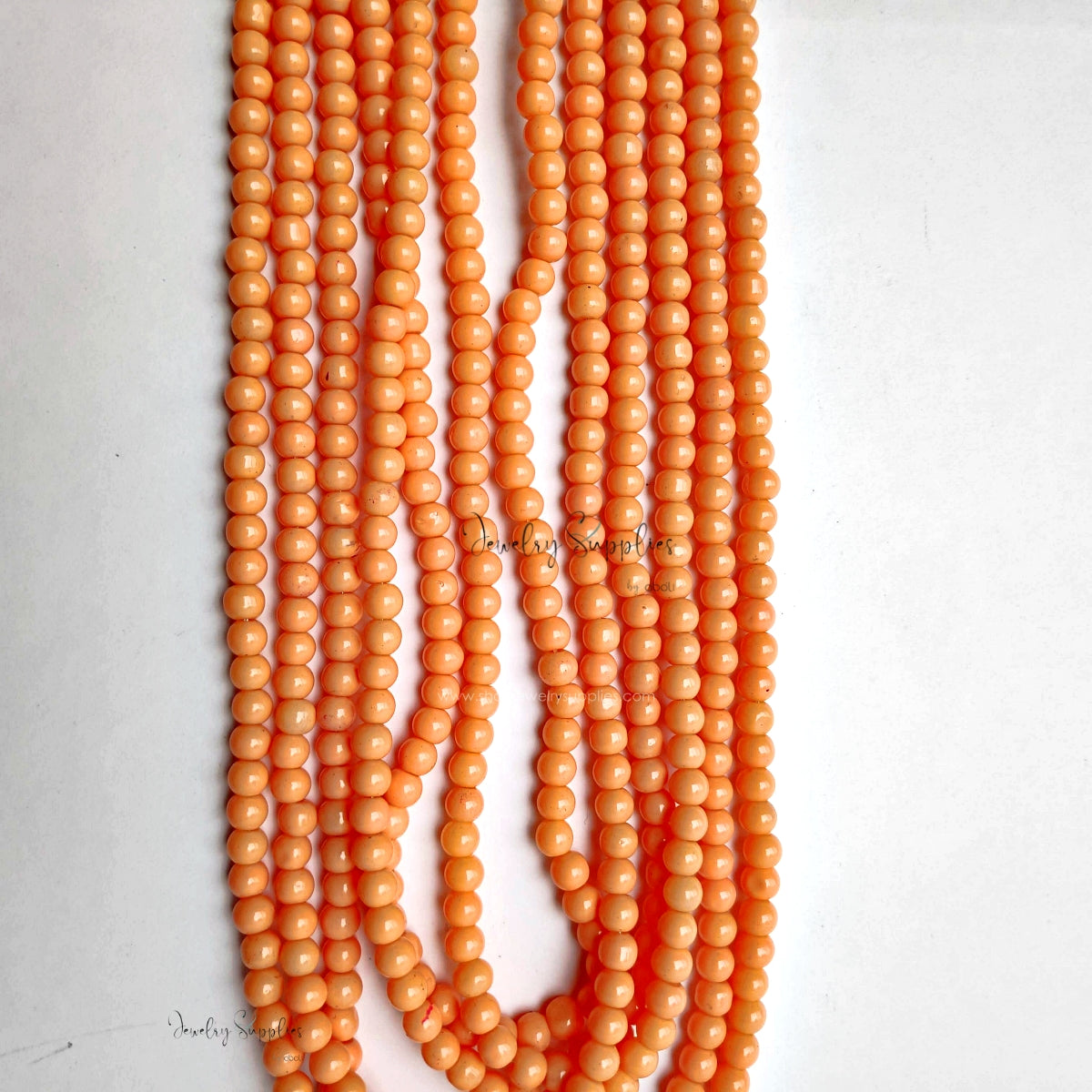 6 mm glass beads for beaded jewellery making peach round beads GB6P02 140 beads
