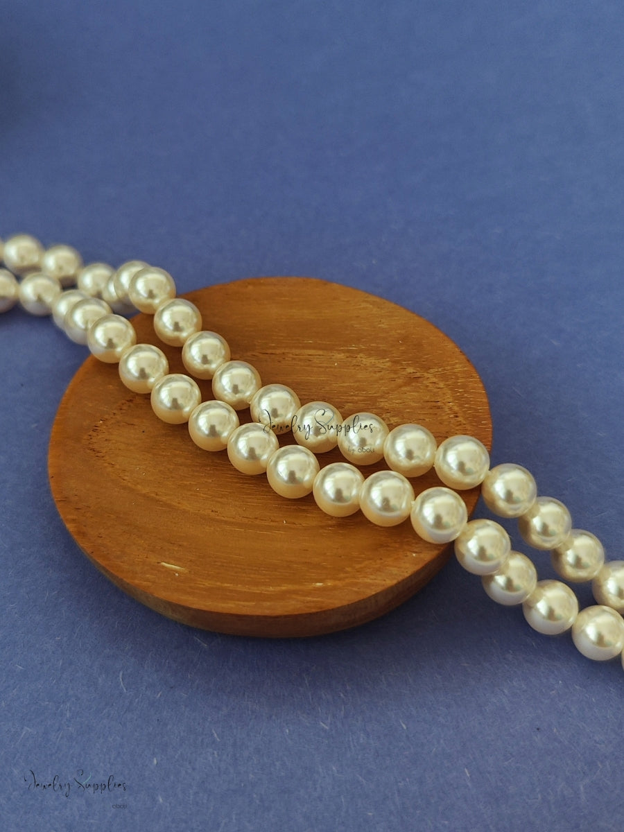 Swarovski imitation 7 mm glass pearl beads 15 inch strand alcohol acid guaranteed coating SWIGP01
