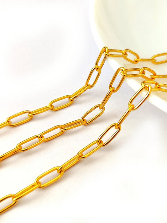 Stainless Steel Paperclip Chain golden 10 mm oval link jewellery chain for anti tarnish jewellery making SSGPC10 1 meter