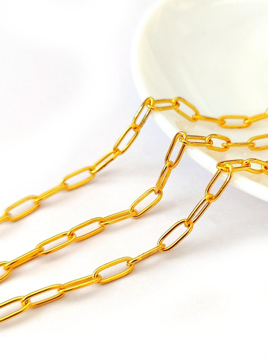 Stainless Steel Paperclip Chain golden 10 mm oval link jewellery chain for anti tarnish jewellery making SSGPC10 1 meter