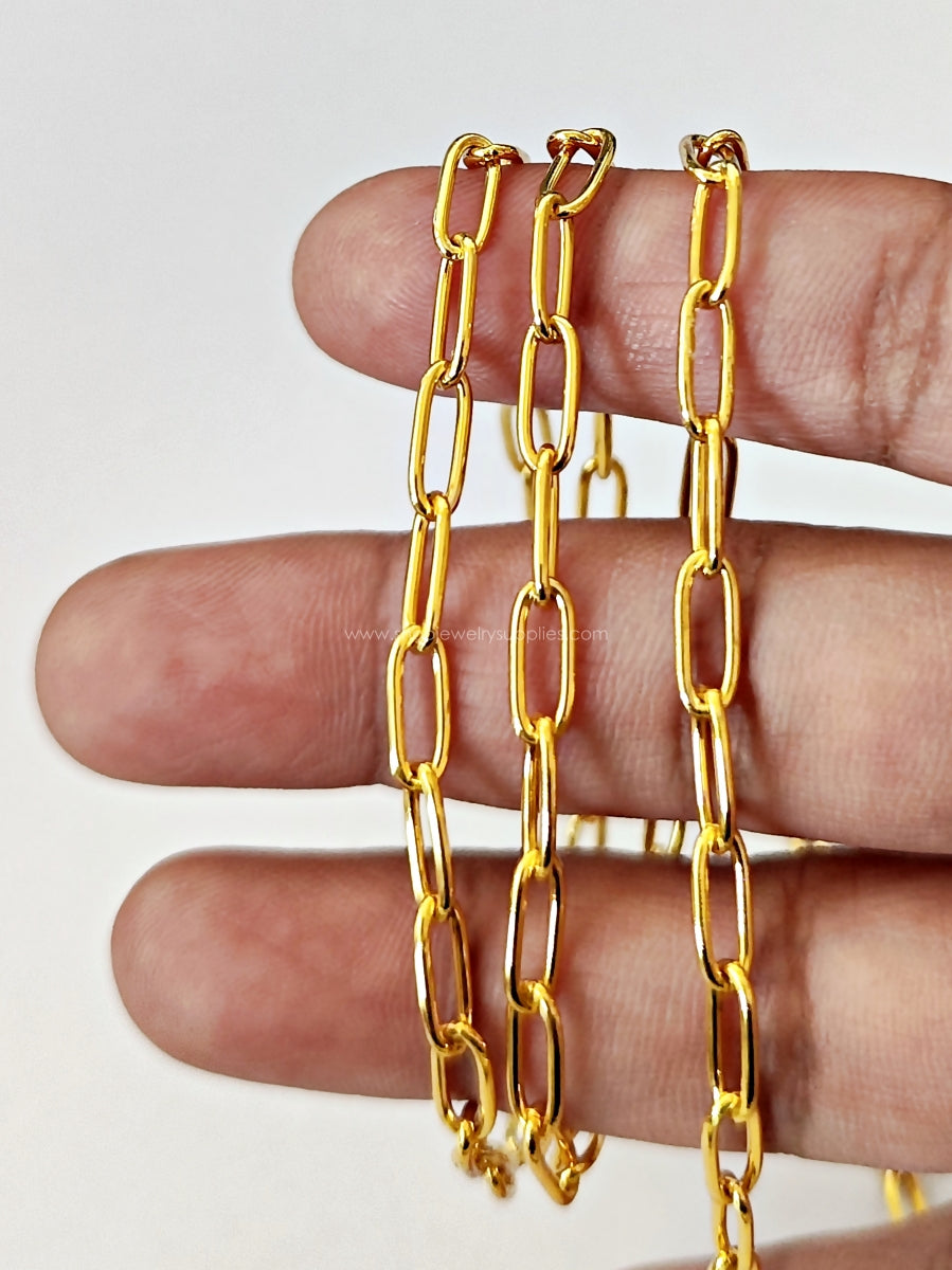 Stainless Steel Paperclip Chain golden 10 mm oval link jewellery chain for anti tarnish jewellery making SSGPC10 1 meter - Jewelry Supplies