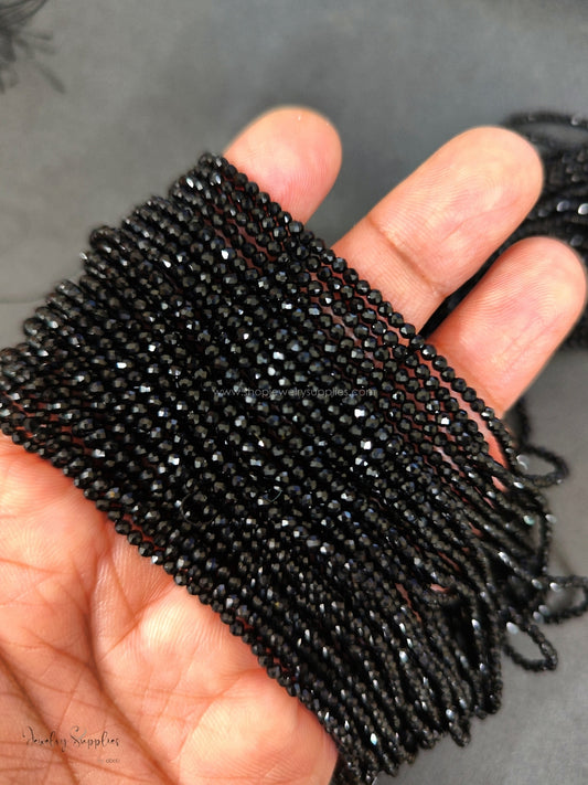 2 mm black hydro beads glass beads for beaded jewellery making GHB2B 1 strand