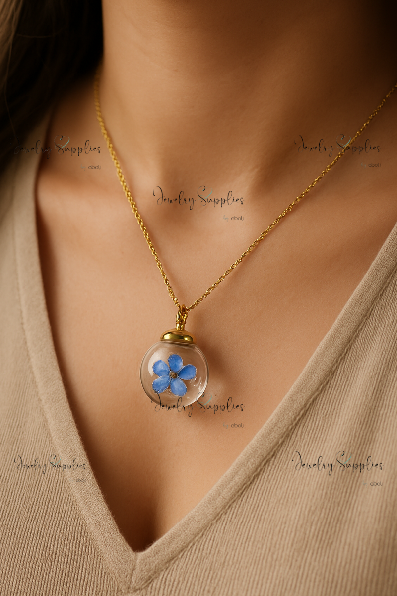 Transparent glass globe pendant for resin jewellery shaker charm CGG15