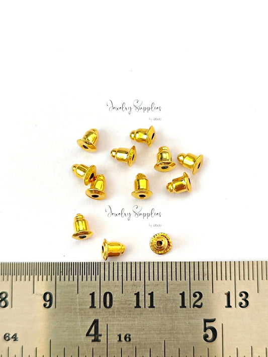 Golden metal earrings stoppers earstud backs ear ring findings GMES10