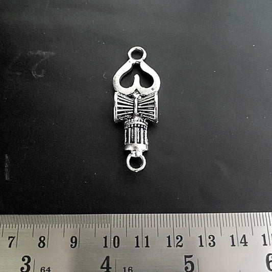 German silver Trishul Damru Shiva Trident pendant rakhi connector SP233