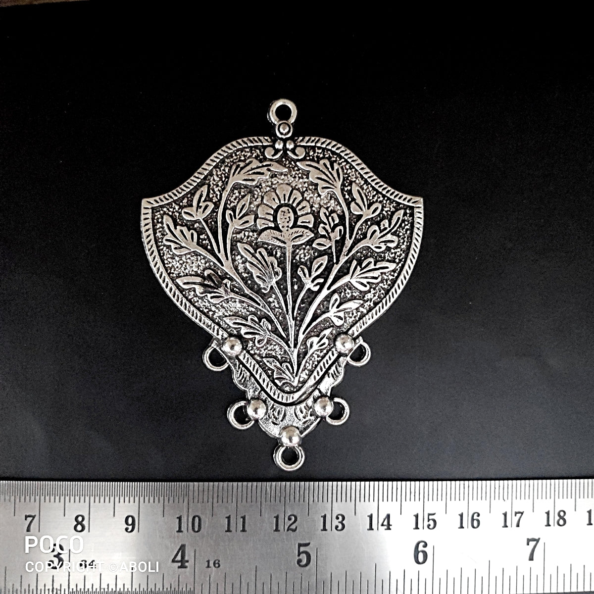 German silver Jaipur palace floral pendant SP224