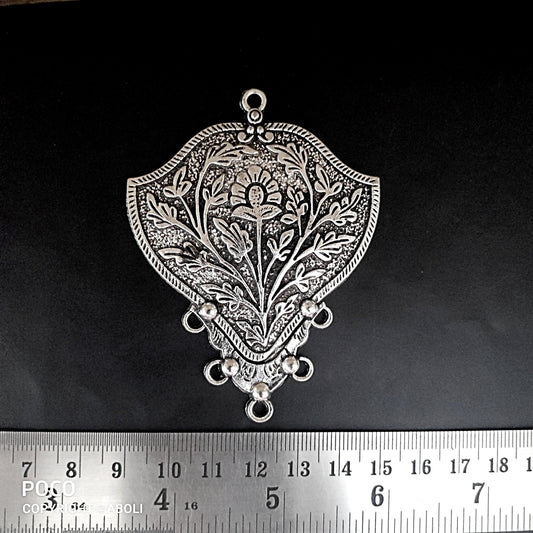 German silver Jaipur palace floral pendant SP224