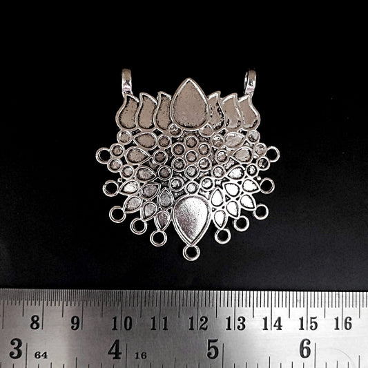 Oxidised silver lotus pendant resin tray bezel SP222