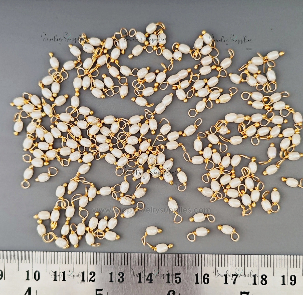 Oval loreals hanging pearl beads tarnish resistant brass wire ATLBGO 10 gm