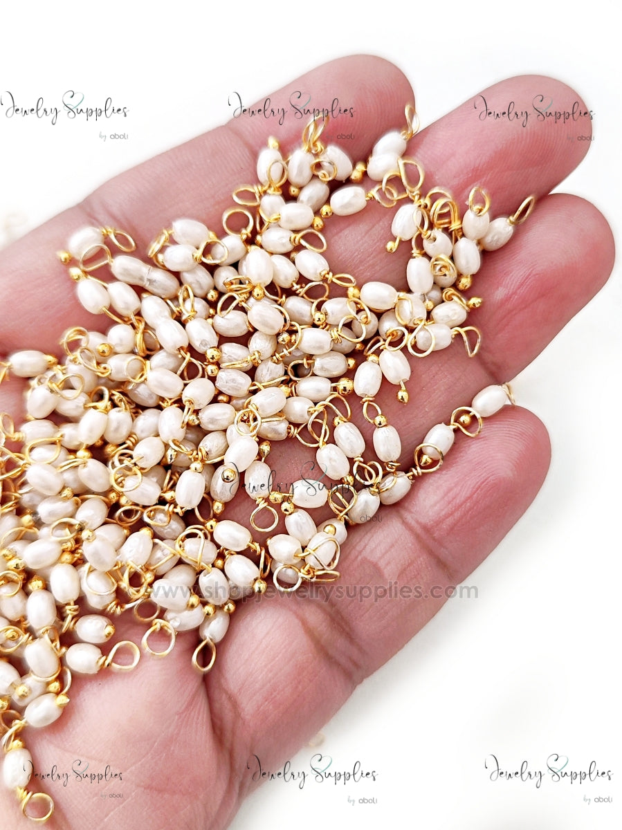 Oval loreals hanging pearl beads tarnish resistant brass wire ATLBGO 10 gm