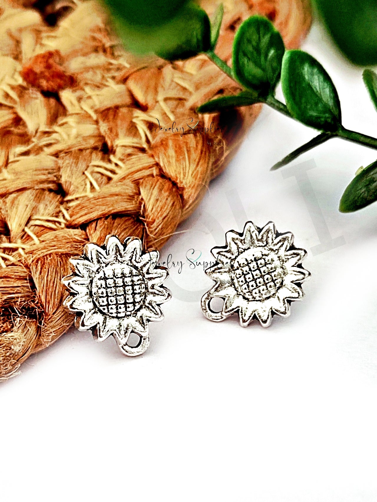 oxidized silver sunflower stud earrings