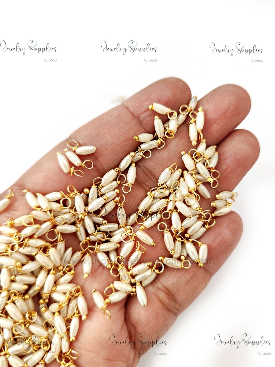 Pearl loreals hanging rice pearl beads tarnish resistant brass wire ATLBGR 10 gm