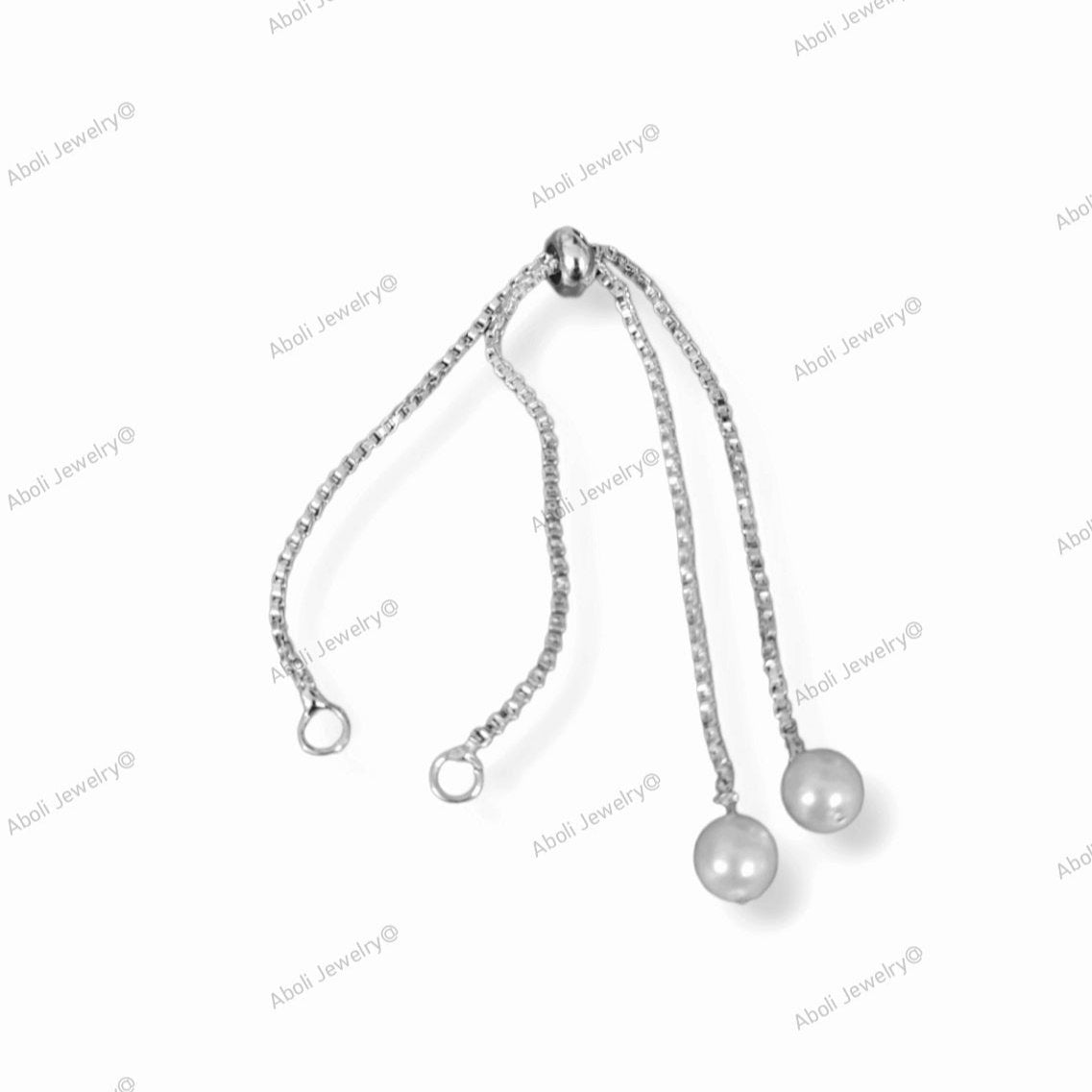 Silver bracelet chain with round pearls adjustable rakhi chain RBCR5