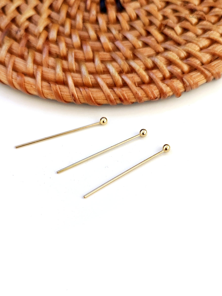 18k Real Gold Plated Steel Ballpins 304 Stainless Steel Ball Head Pins 2.5 cm ballpins SSBPG25