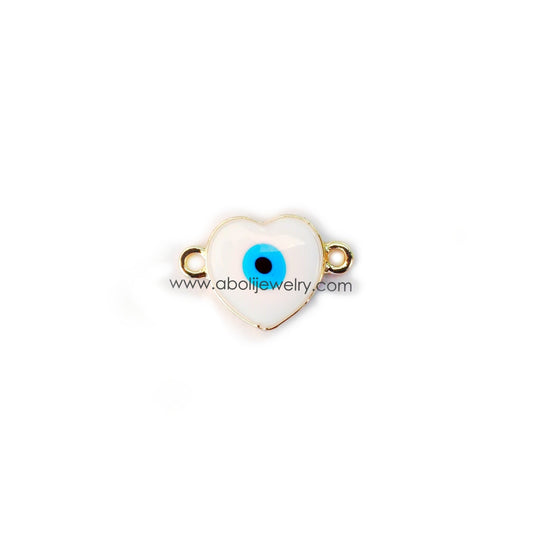 Evil Eye Heart Charm white for evil eye bracelet rakhi necklace jewellery making