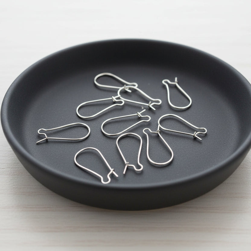 Silver earring hooks kidney wire earring findings 2.5 cm EFKHS26