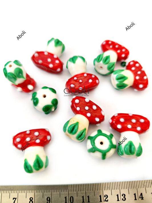 Lampwork beads Mushroom chunky lamp work glass beads handmade jewellery beads LMPWB58