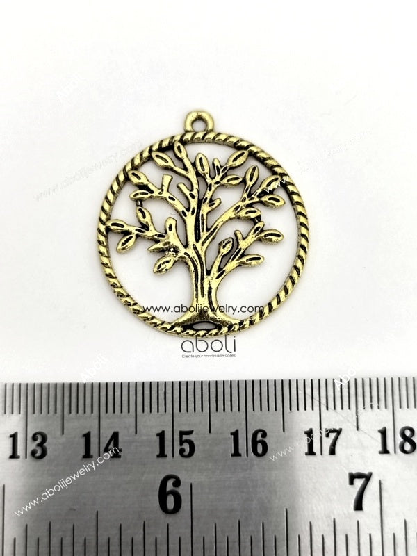 Golden tree Charm tree of life in circle pendant CHMG113 1 charm