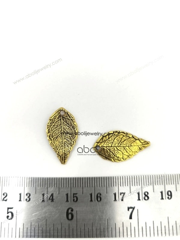 Golden leaf Charm leaves nature CHMG114 2 charms