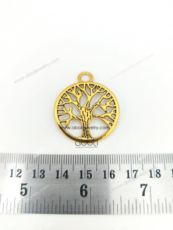 Golden tree in circle Charm curved CHMG116 1 charm