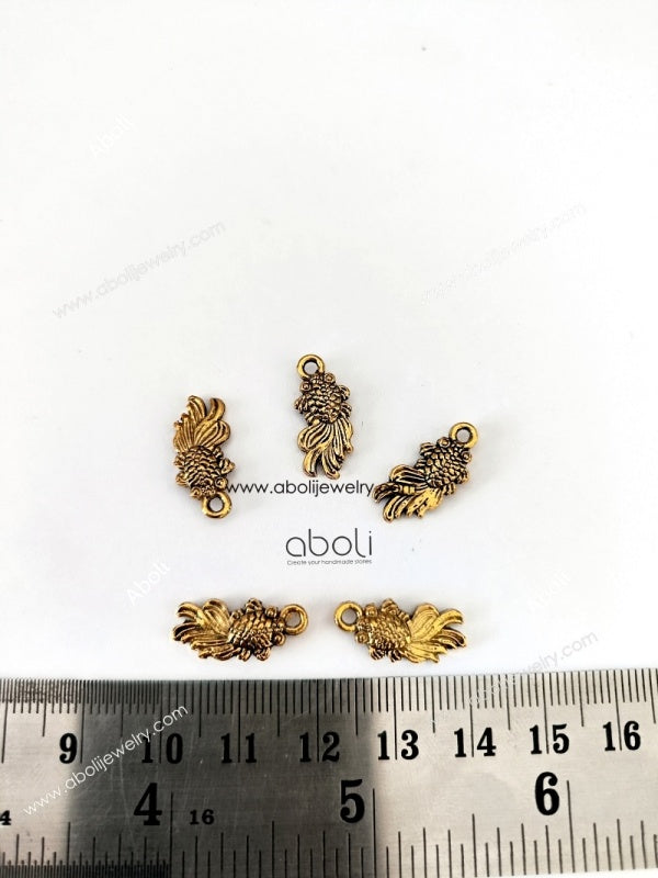 Golden goldfish charm gold fish ocean theme CHMG124 5 charms