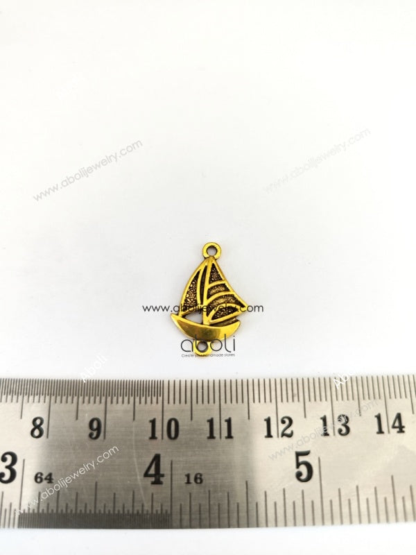 Golden boat Charm nautical ocean sea travel voyage CHMG132 1 charm